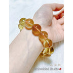 Premium 7A Golden Citrine Bracelet 17-18mm| High-Grade Large Bead Wealth Crystal| Solar Plexus Healing Stone Gift for Her