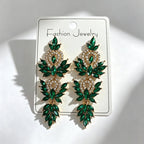 Colorful diamond wheat ear long earrings, niche light luxury design, stylish and versatile earrings