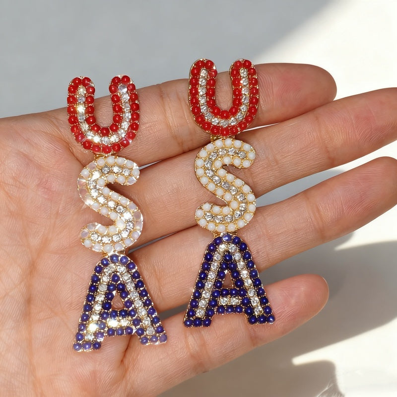 American Independence Accessories Women's National Day Fashionable Drop Earrings