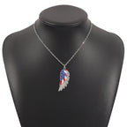 American Independence Day Flag Pendant Necklace with Rhinestones Patriotic Theme Collarbone Chain for Women