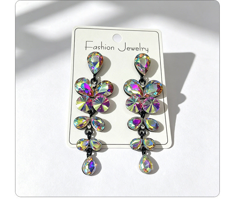 String-style water drop high-end earrings, fashionable and versatile accessories for dates