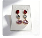 Luxury three-color gemstone with oval teardrop shape, available in multiple colors, durable and non-fading, fashionable earrings
