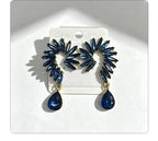 Colorful Stone Water High-End Long Drop Earrings, Versatile Metal Jewelry