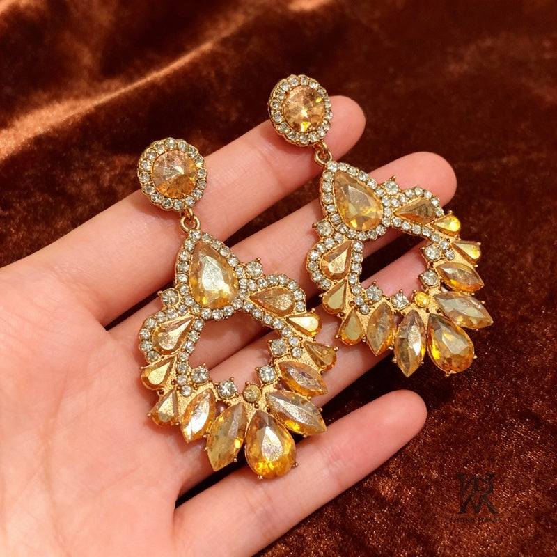 Palace-style dazzling rhinestone for women, French luxury high-end earrings, statement earrings