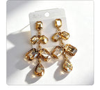 Long waterdrop crystal with fashionable tassels, available in multiple colors, high-transparency cut design, elegant earrings