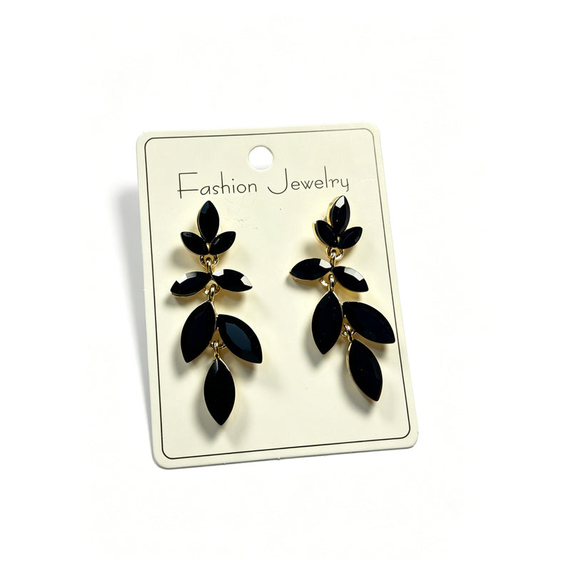 Fashionable and elegant leaf crystal earrings, long tassels, high-end versatile earrings for women, available in multiple colors