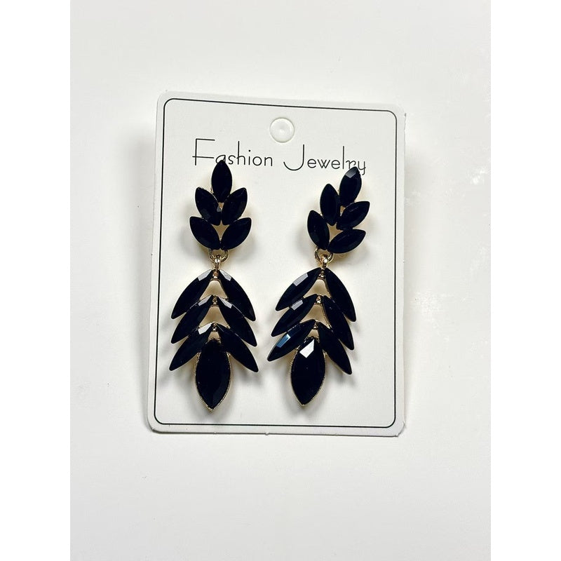 Fashionable Leaf for Women, Light Luxury Exaggerated Earrings with Crystal Tassels