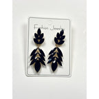 Fashionable Leaf for Women, Light Luxury Exaggerated Earrings with Crystal Tassels