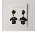 Diamond-studded multi-layered leaf drop earrings, high-end earrings