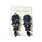 Diamond-studded leaf long tassel multi-color crystal earrings, evening style accessories