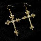 Cross necklace earring set, metal layered wear, simple and unique collarbone chain earrings