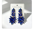 Black rhinestone flame earrings with an exaggerated, grand, and high-end feel