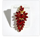 Colorful leaf rhinestone diamond-studded elegant long drop earrings, Hong Kong style party accessories