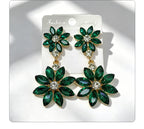Light luxury style double-layer rhinestone flower for women, high-end versatile commuter earrings