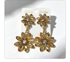 Light luxury style double-layer rhinestone flower for women, high-end versatile commuter earrings