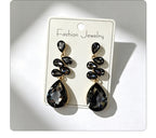 Multi-tiered long drop with colored diamonds, suitable for parties and photo shoots, versatile earrings