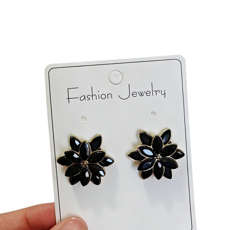 Maillard Champagne Translucent Zircon Double-Layer Snowflake Earrings with a High-End Light Luxury Feel