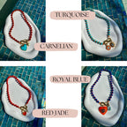 18" Custom Carabiner Charm Gemstone Beaded Necklace| Colorful Necklaces Pick Any 2 Charms| Jewelry Gift for Girls