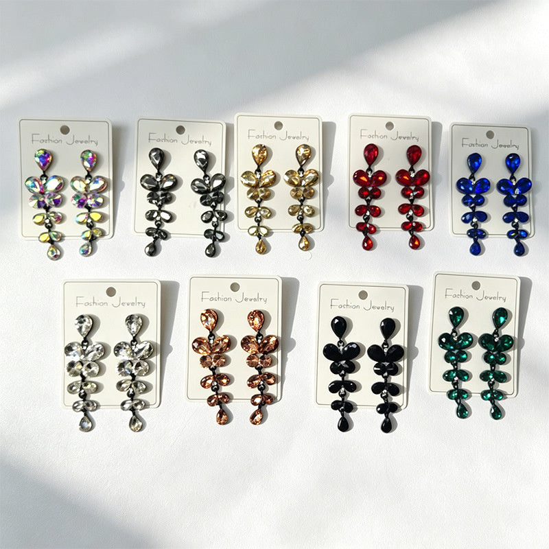 String-style water drop high-end earrings, fashionable and versatile accessories for dates