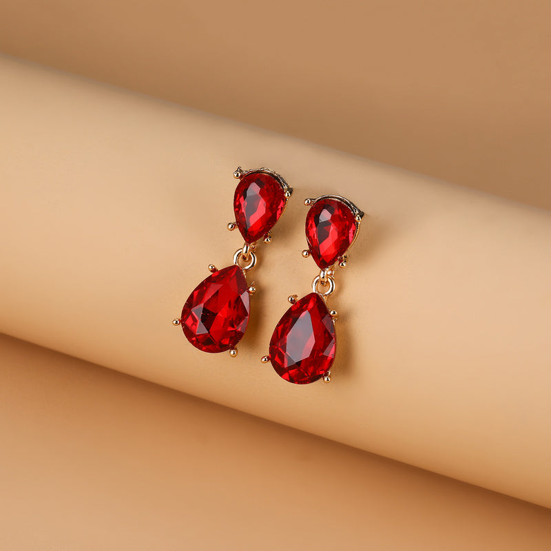 Fashionable water earrings for women, light luxury with a high-end feel, crystal drop earrings, versatile and elegant, simple design