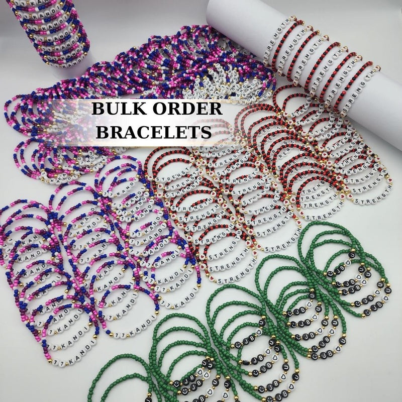 Personalized Beaded Bracelets Bulk Order, Custom Word Team Party Favors