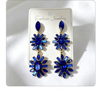 Multi-color rhinestone flower earrings, light luxury and versatile