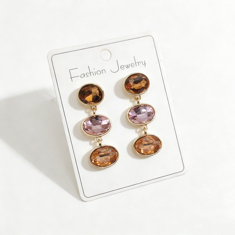 Long crystal glass earrings with a dazzling, unique, and sophisticated design
