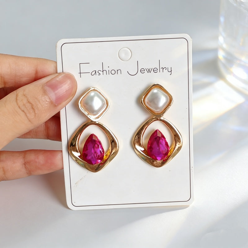 Irregular diamond-shaped earrings, light luxury, simple, fashionable, versatile earrings