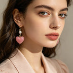 Unique elegant amber heart earrings with a gentle and sophisticated vibe, versatile accessory