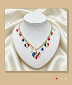 American Independence Day themed flag necklace for women, creative oil-drip star and heart pendant bracelet