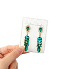 Colorful diamond tassel wheat ear long earrings, fashionable and high-end, exaggerated party statement earrings