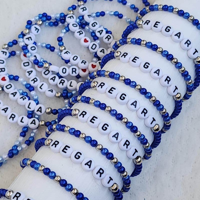 Personalized Beaded Bracelets Bulk Order, Custom Word Team Party Favors
