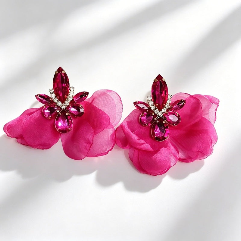 Alloy Fabric Floral Earrings Bohemian Style Ear Accessories