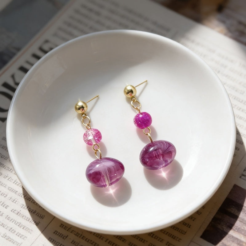 Maillard Amber Tiger Eye Stone Earrings for Women, Unique and Beautiful Earrings, Niche Light Luxury with a High-End Feel